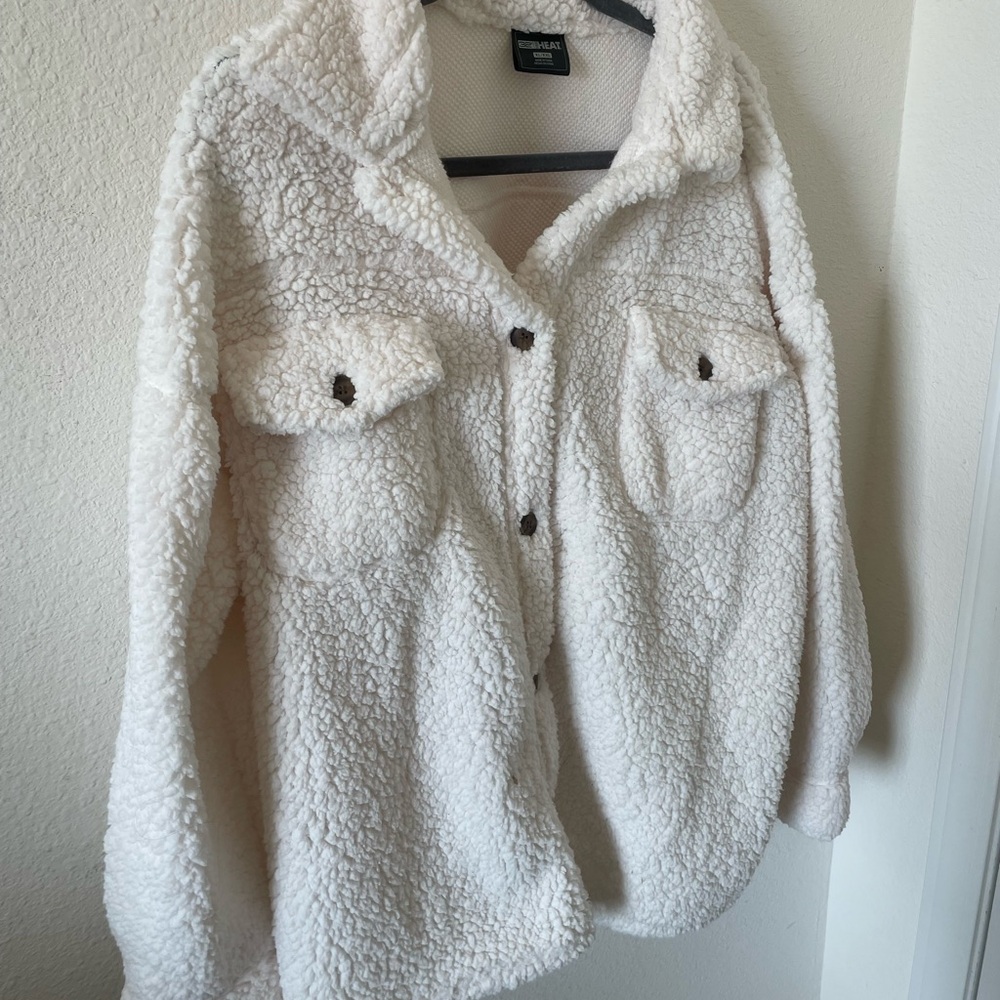 Decree Cream Teddy Jacket Plush Cozy Outerwear